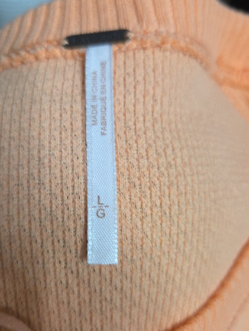 Free People Peach Crewneck Sweatshirt with Patterned Crochet Cuffs - Picture 7 of 8
